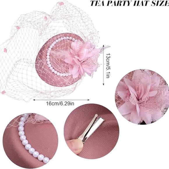 Derby Hat Set 5‎ Pc Hat, Gloves, Earrings, Necklace, Bracelet Tea Party main image 4